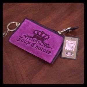 Juicy Couture magenta coin purse keychain